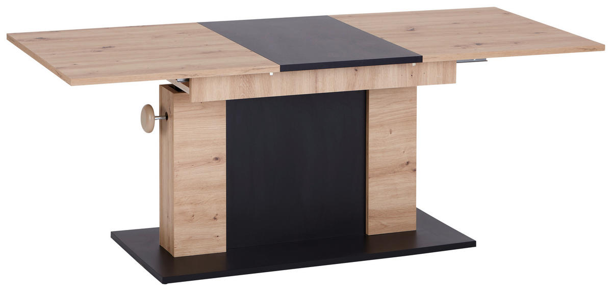 COUCHTISCH 110-150/65/59-75 cm rechteckig Schwarz, Eichefarben  - Eichefarben/Schwarz, Design, Holzwerkstoff (110-150/65/59-75cm) - MID.YOU