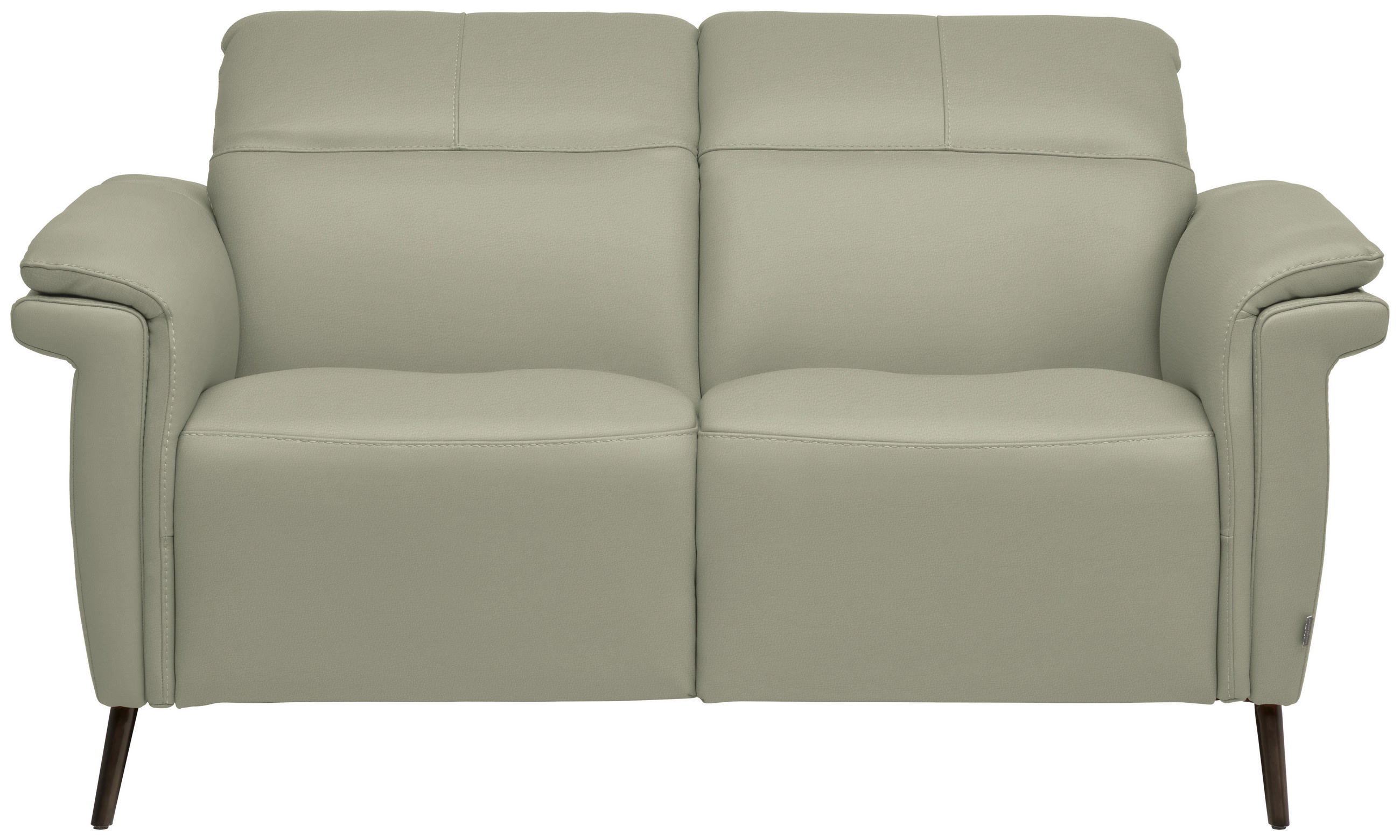 2-SITZER-SOFA Echtleder Hellgrau  - Hellgrau/Schwarz, Design, Leder/Metall (162/79/104cm) - Belluti