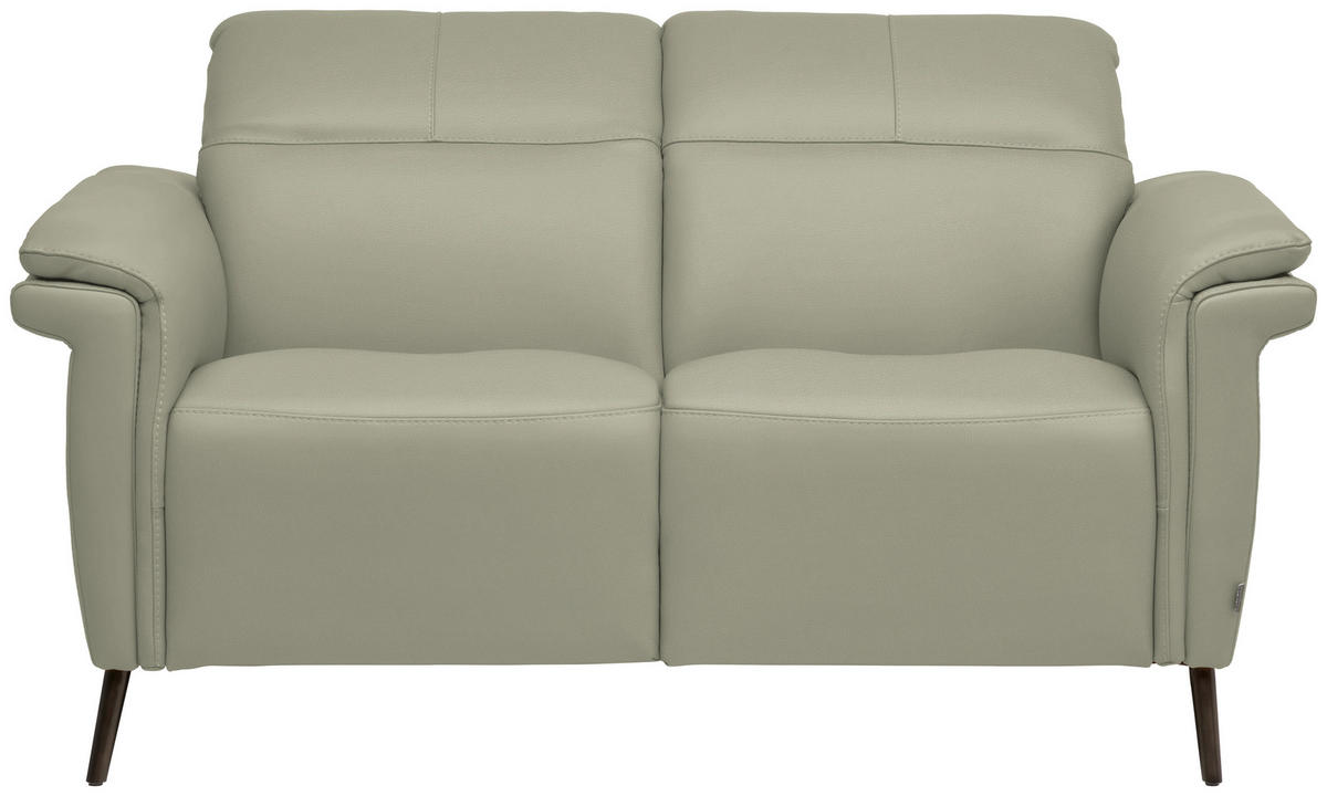 2-SITZER-SOFA Echtleder Hellgrau  - Hellgrau/Schwarz, Design, Leder/Metall (162/79/104cm) - Belluti