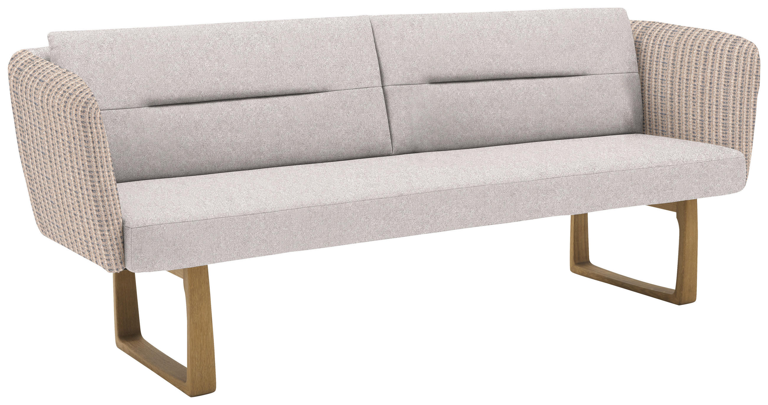 SITZBANK 224/91/69 cm Flachgewebe Hellgrau, Beige massiv Holz  - Eichefarben/Beige, Design, Holz/Textil (224/91/69cm) - Valnatura
