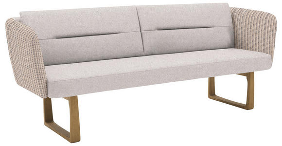 SITZBANK 224/91/69 cm Flachgewebe Hellgrau, Beige massiv Holz  - Eichefarben/Beige, Design, Holz/Textil (224/91/69cm) - Valnatura