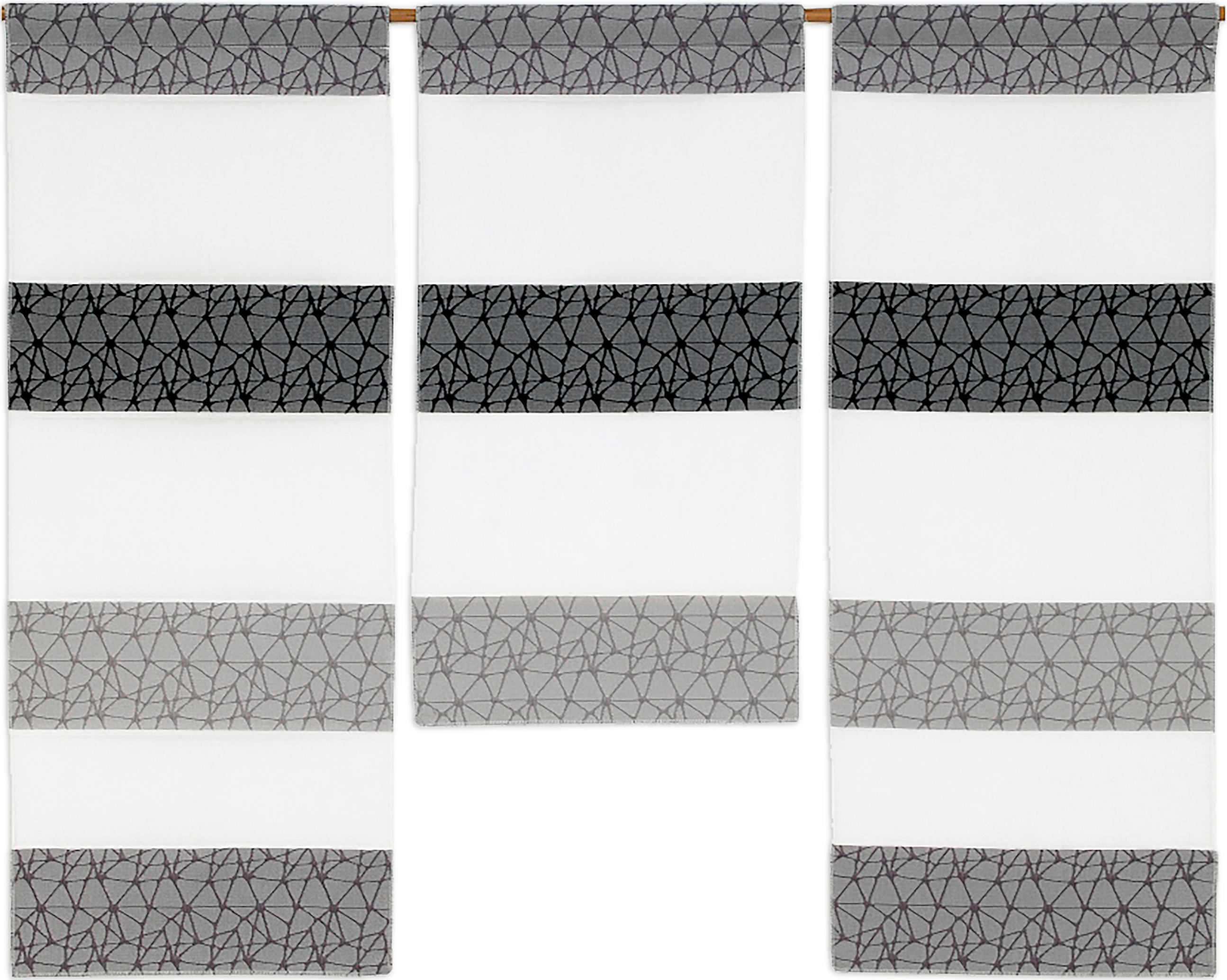 KURZGARDINE 3ER SET   90/80 cm   - Hellgrau/Weiß, Design, Textil (90/80cm)