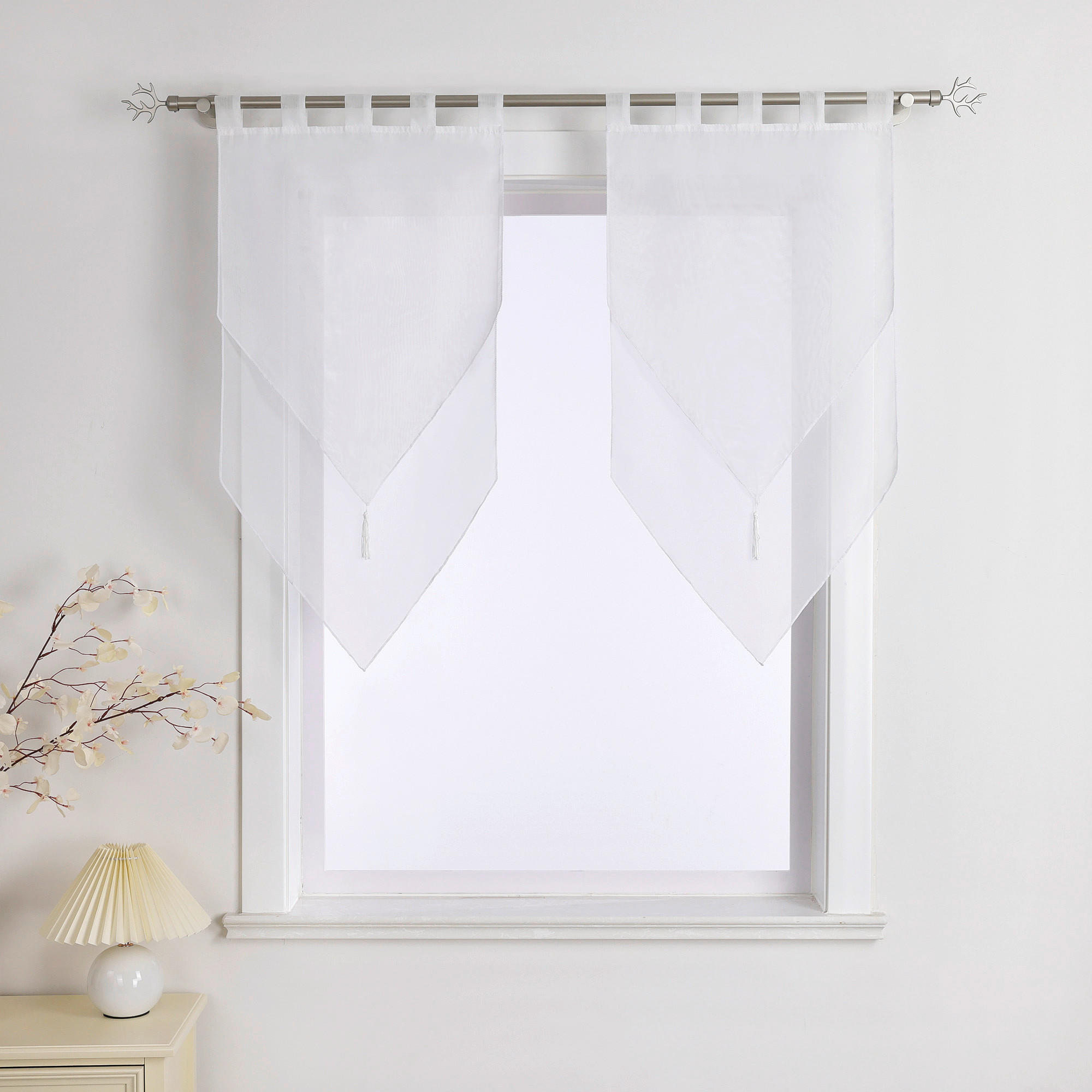 SCHEIBENGARDINE   45/90 cm   - Weiß Hochglanz, Basics, Textil (45/90cm)