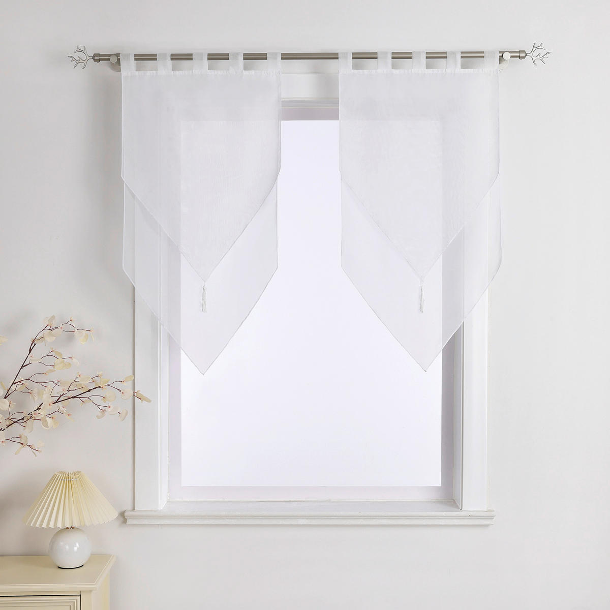 SCHEIBENGARDINE   45/90 cm   - Weiß Hochglanz, Basics, Textil (45/90cm)