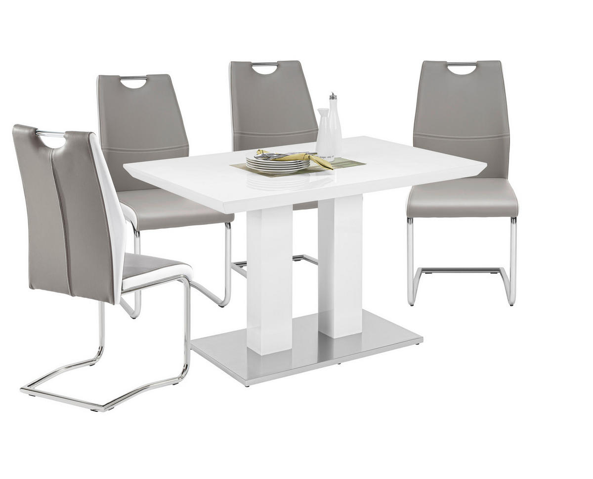 ESSTISCH in Metall, Holzwerkstoff 120/80/76 cm   - Edelstahlfarben/Weiß, Design, Holzwerkstoff/Metall (120/80/76cm) - Xora