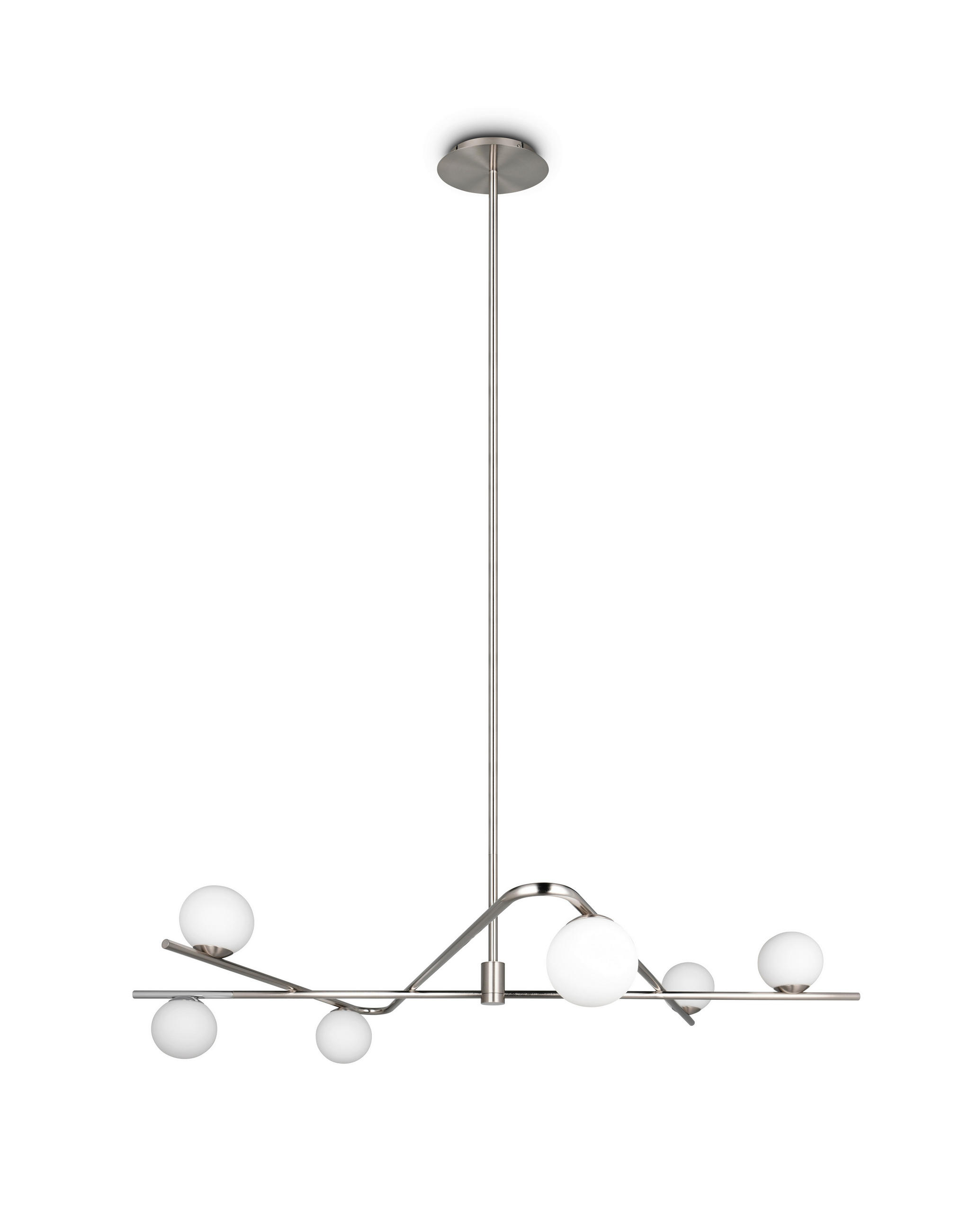 HÄNGELEUCHTE Flaming 120/73,5/195 cm   - Chromfarben/Weiß, LIFESTYLE, Glas/Metall (120/73,5/195cm) - Trio Leuchten