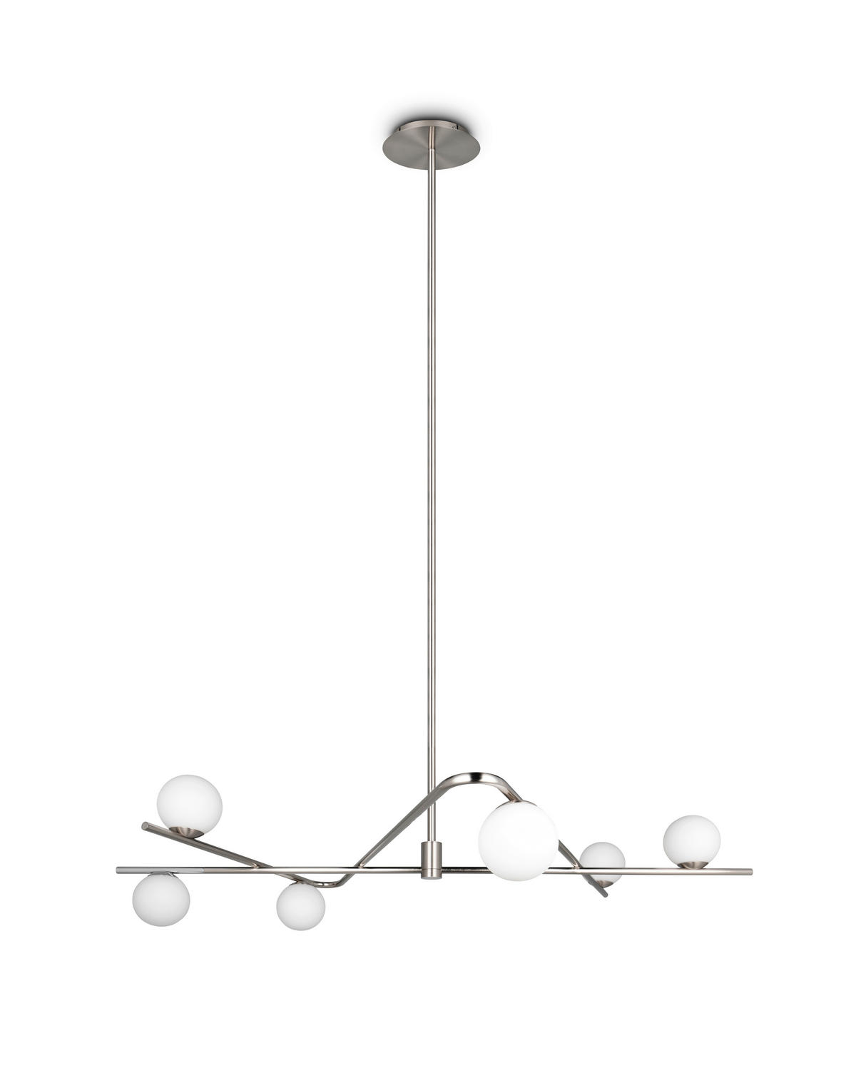 HÄNGELEUCHTE Flaming 120/73,5/195 cm   - Chromfarben/Weiß, LIFESTYLE, Glas/Metall (120/73,5/195cm) - Trio Leuchten