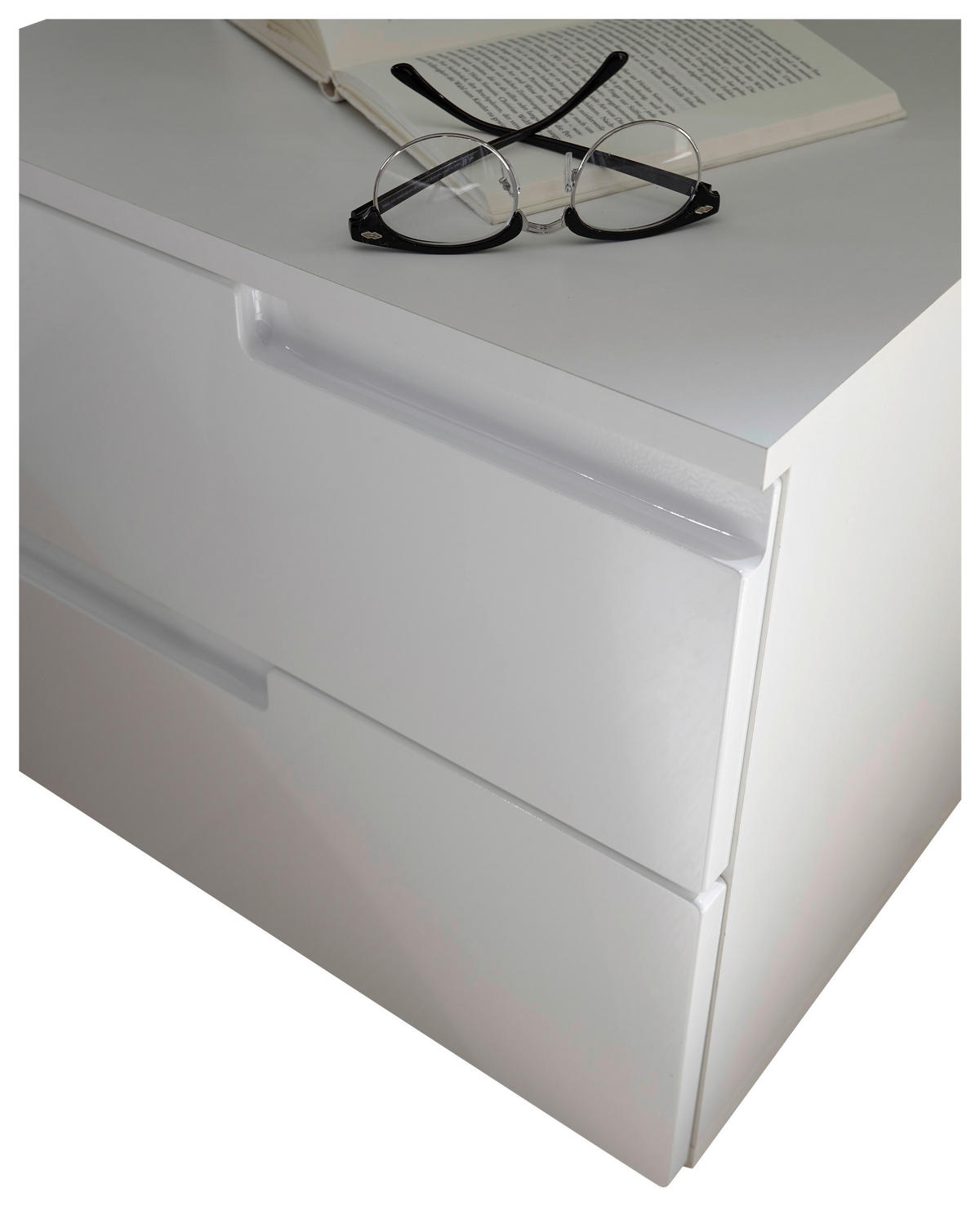 NACHTSCHRANK  - Weiß Hochglanz/Schwarz, MODERN, Holzwerkstoff/Kunststoff (46,2/41,7/40cm)