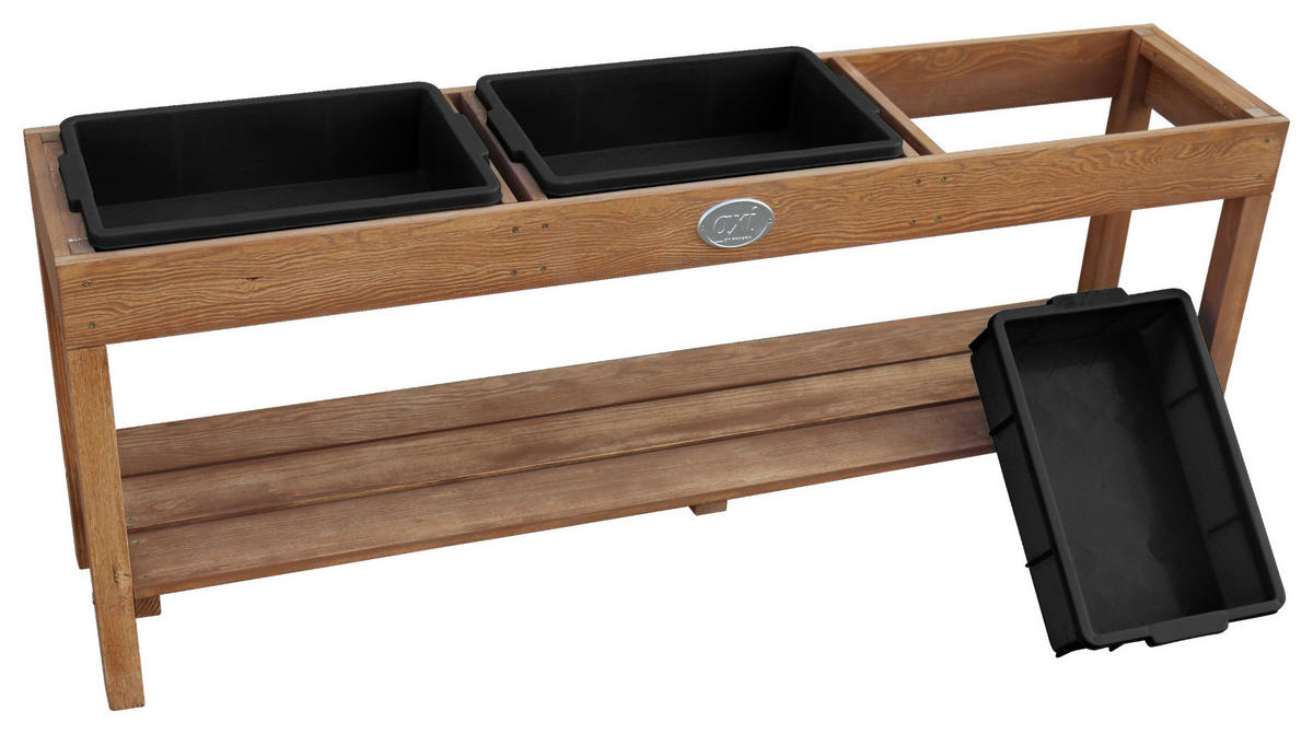 SAND- UND WASSERTISCH Holz, Kunststoff Braun, Schwarz  - Blau/Schwarz, KONVENTIONELL, Holz/Kunststoff (124/50/27cm) - Ambia Garden