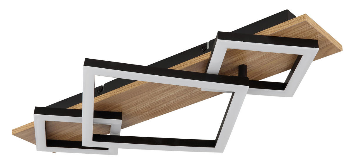 STROPNÍ LED SVÍTIDLO, 52/46,7/6 cm - tmavě hnědá/černá, Natur, kov/kompozitní dřevo (52/46,7/6cm) - Globo