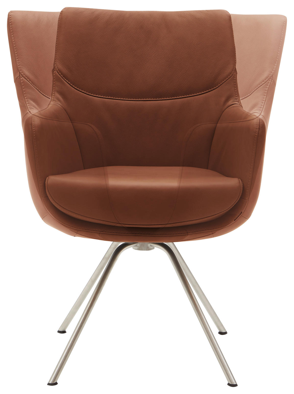 ARMLEHNSTUHL  in Echtleder pigmentiert  - Edelstahlfarben/Braun, Design, Leder/Metall (60/90/61cm) - Dieter Knoll