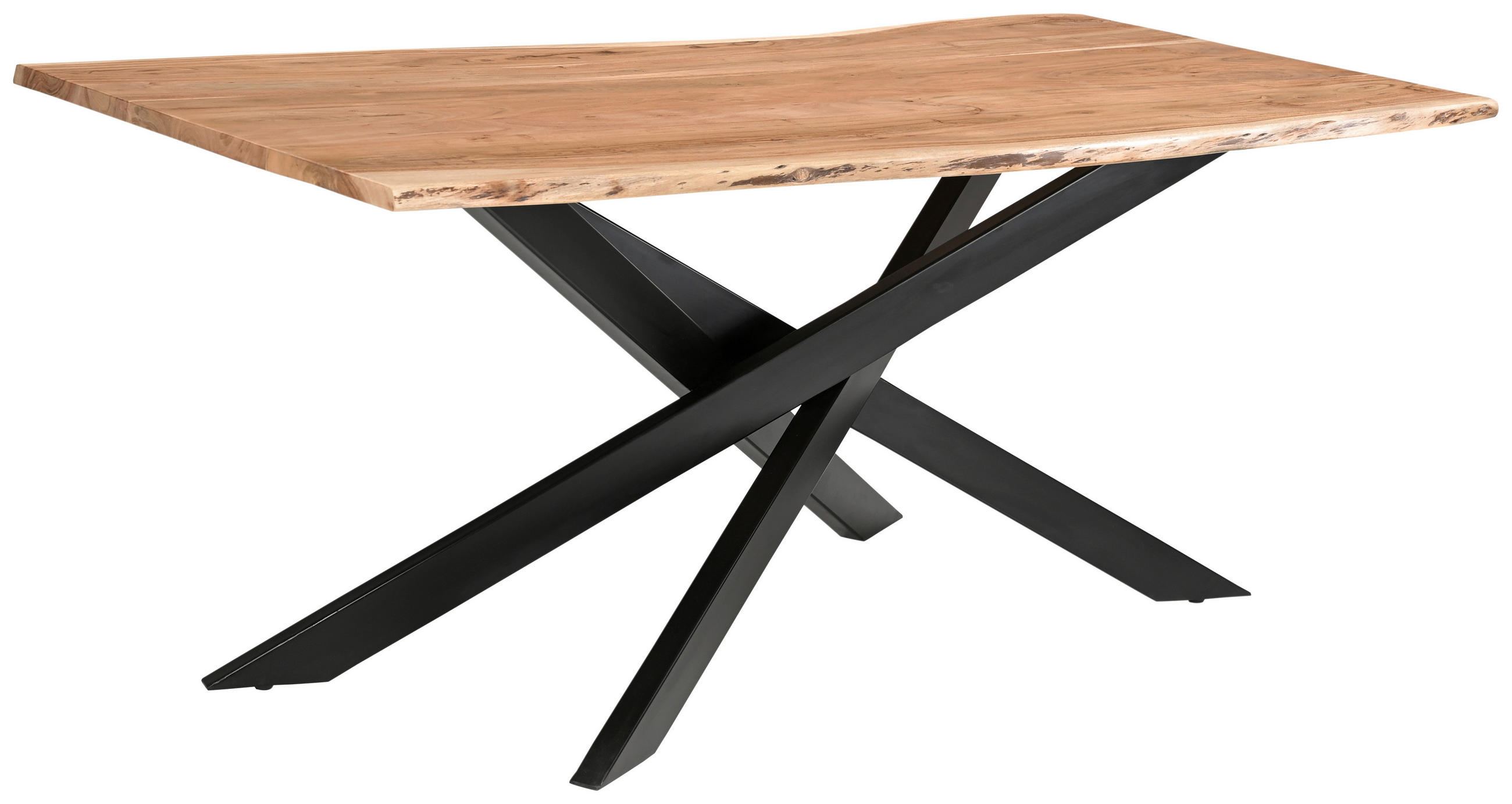 MATBORD 200/100/76 cm massivt trä  trä, metall fri form akaciefärgad  - akaciefärgad, Modern, metall/trä (200/100/76cm) - Landscape