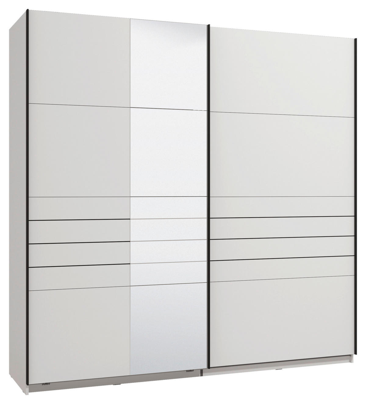 SKRIŇA S POS. DVER. – HOR.VED, biela, 220/217,5/61 cm - čierna/biela, Basics, kov/kompozitné drevo (220/217,5/61cm) - Xora