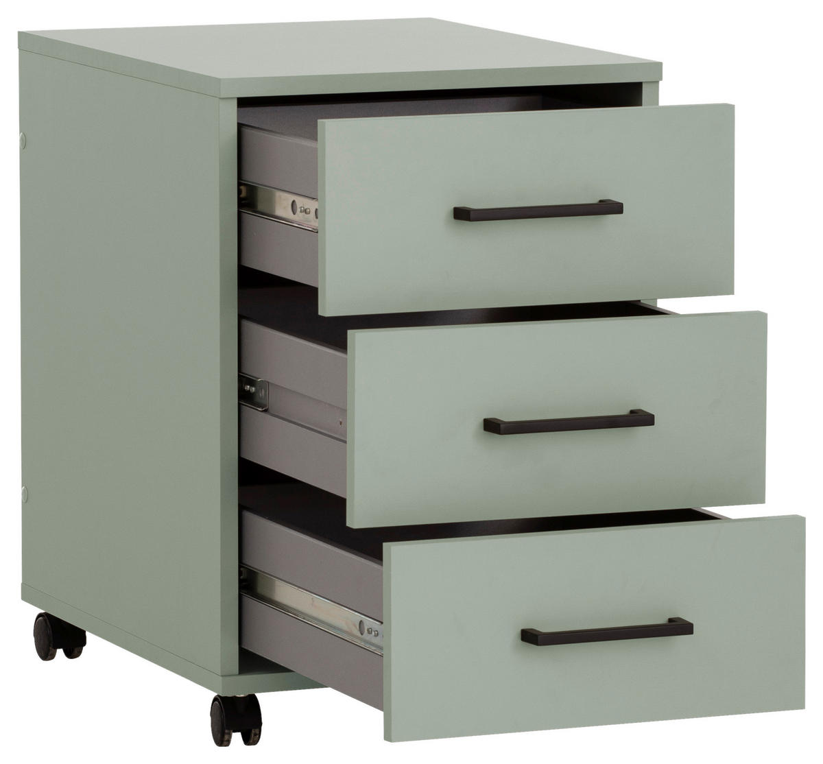 ROLLCONTAINER 40,1/57/50 cm  - Schwarz/Olivgrün, MODERN, Holzwerkstoff/Kunststoff (40,1/57/50cm) - MID.YOU