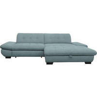 ECKSOFA in Mikrofaser Pastellblau  - Pastellblau/Schwarz, Design, Textil/Metall (290/198cm) - Xora