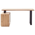 ECKSCHREIBTISCH 160/120/76 cm  in Eiche Bianco  - Eiche Bianco/Schwarz, KONVENTIONELL, Holz/Holzwerkstoff (160/120/76cm) - Linea Natura