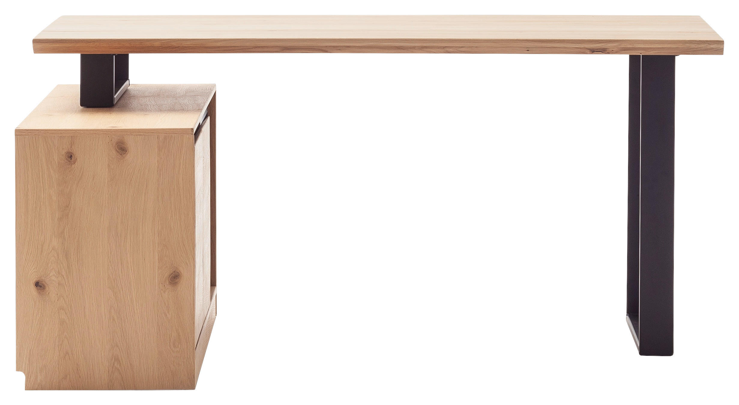 ECKSCHREIBTISCH 160/120/76 cm  in Eiche Bianco  - Eiche Bianco/Schwarz, KONVENTIONELL, Holz/Holzwerkstoff (160/120/76cm) - Linea Natura
