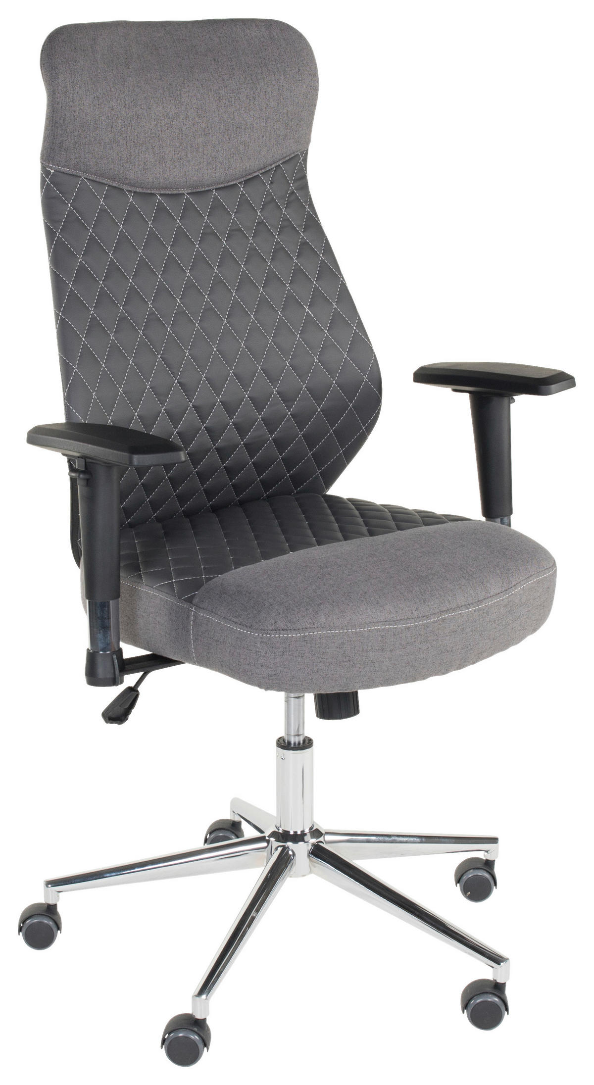 DREHSTUHL Lederlook, Webstoff Anthrazit, Dunkelgrau  - Chromfarben/Dunkelgrau, KONVENTIONELL, Textil/Metall (68/112-120/68cm) - Boxxx