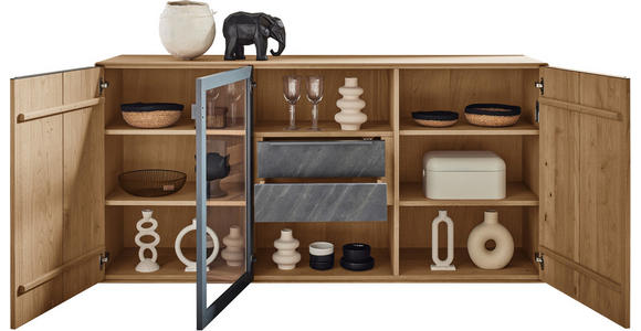 SIDEBOARD Anthrazit, Kastanienfarben  182/90,3/47,1 cm  - Kastanienfarben/Anthrazit, Natur, Glas/Holz (182/90,3/47,1cm) - Valnatura