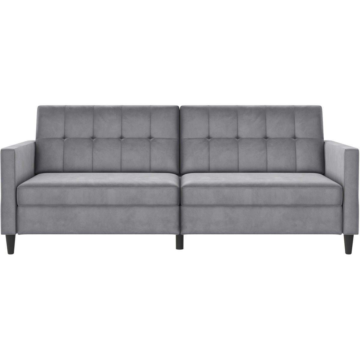 SCHLAFSOFA HANNOVER in Samt Grau Vintage, Skandinavisch, Modern  - Schwarz/Grau, Basics, Kunststoff/Textil (203/82/83cm) - Livetastic