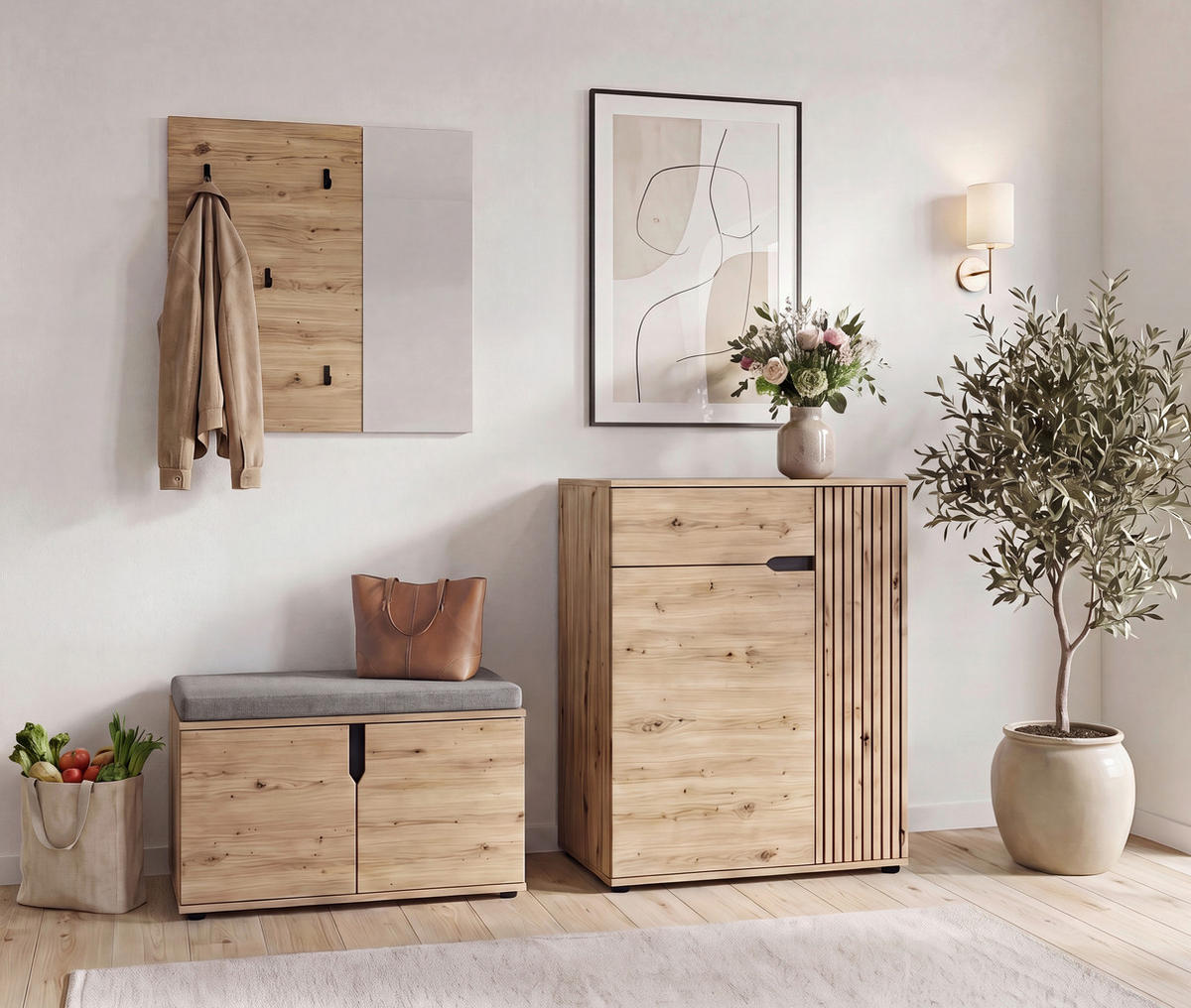 GARDEROBE 3-teilig  in 175/191/37 cm  - Eiche Artisan, Design, Holzwerkstoff (175/191/37cm) - MID.YOU