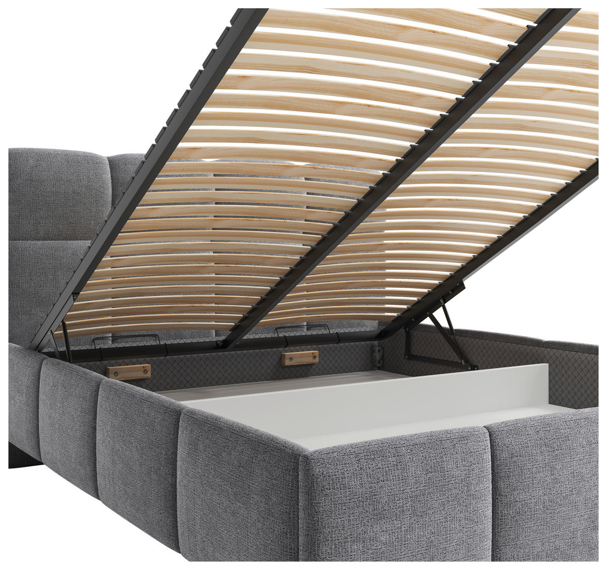 POLSTERBETT 140/200 cm,  in Anthrazit, gepolstertes Kopfteil, Lattenrost,  - Anthrazit/Schwarz, Design, Holz/Textil (140/200cm) - Chameo