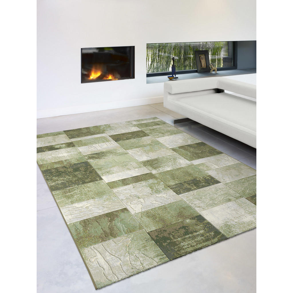 Thumbnail - Novel Webteppich Catania, Grün, Hellgrün, Beige, Textil, Graphik, rechteckig, 160x230 cm, Oeko-Tex® Standard 100, für Fu...