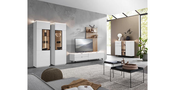 ANBAUWAND  in Naturfarben, Weiß  216/149/46 cm  - Weiß/Naturfarben, Design, Glas/Holzwerkstoff (216/149/46cm) - Dieter Knoll