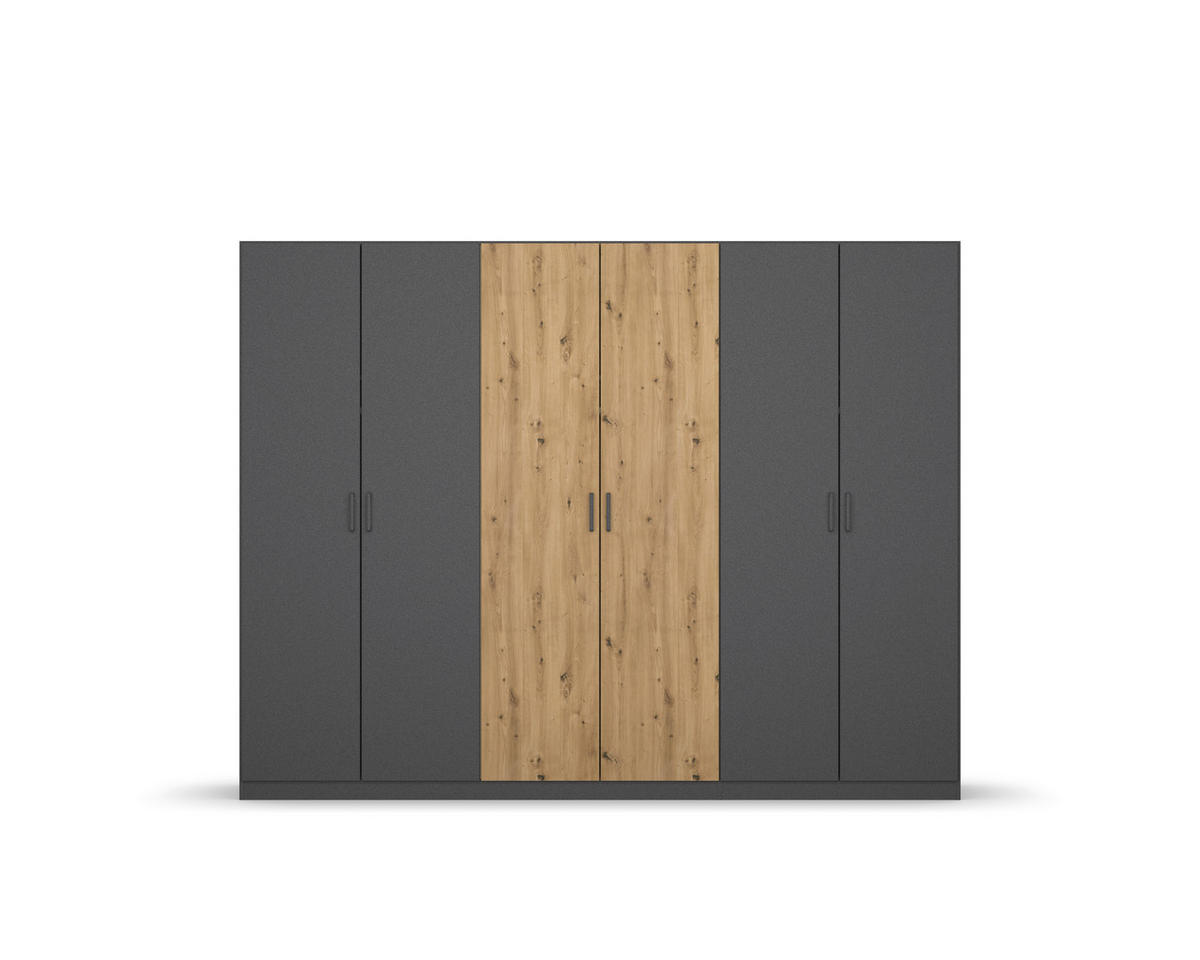 DREHTÜRENSCHRANK  in Grau, Eiche Artisan  - Eiche Artisan/Grau, MODERN, Holzwerkstoff/Kunststoff (271/210/54cm) - Rauch Möbel