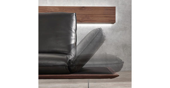 2,5-SITZER Echtleder Schwarz - Schwarz/Nickelfarben, Design, Leder (236/73-93/92-123cm) - Dieter Knoll