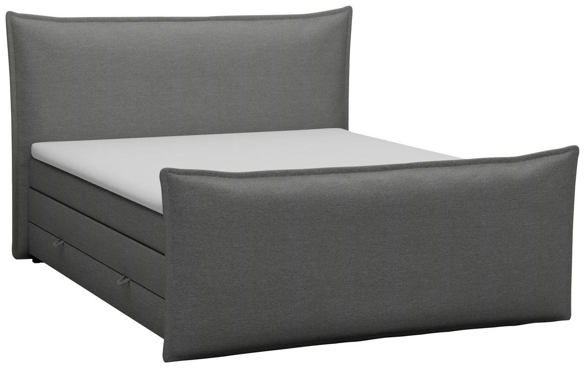BOXSPRINGBETT 160/200 cm  in Silberfarben  - Silberfarben/Schwarz, MODERN, Textil (160/200cm) - MID.YOU