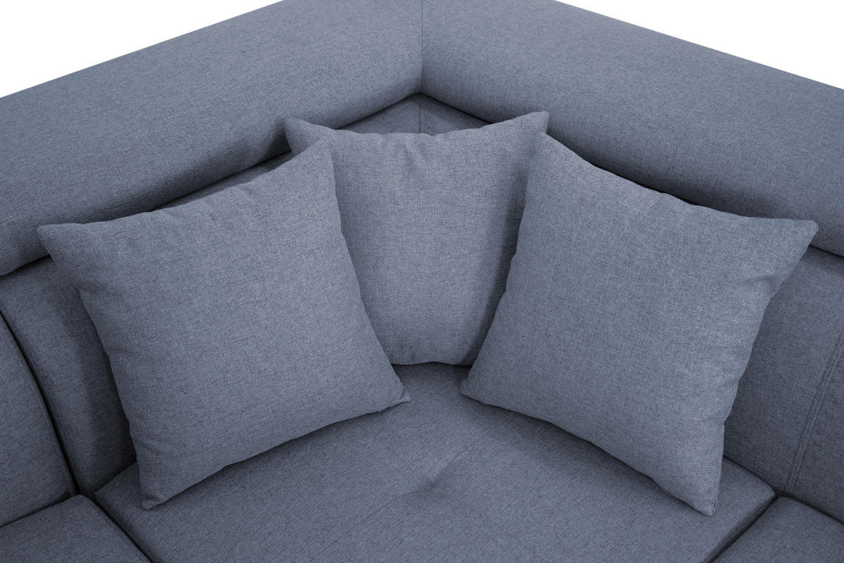ECKSOFA inkl. Funktionen Blau Webstoff  - Blau/Silberfarben, Design, Textil/Metall (257/226cm) - Xora