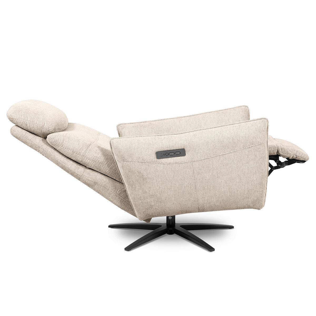 RELAXSESSEL in Textil Beige  - Beige/Schwarz, Design, Textil/Metall (77/107/88cm) - Livetastic