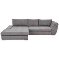 ECKSOFA in Flachgewebe Grau  - Silberfarben/Grau, Design, Textil/Metall (174/306cm) - MID.YOU