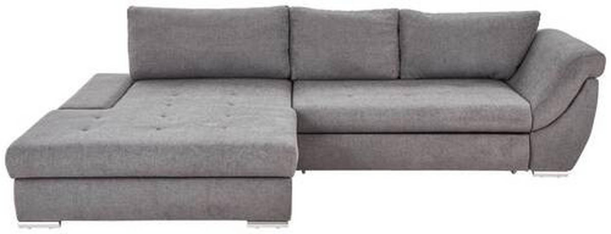ECKSOFA in Flachgewebe Grau  - Silberfarben/Grau, Design, Textil/Metall (174/306cm) - MID.YOU