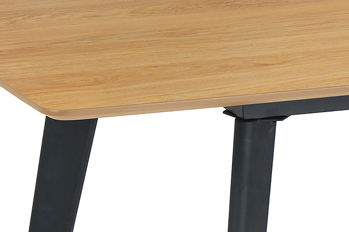 AUSZIEHTISCH Schwarz, Eichefarben rechteckig  ausziehbar  - Eichefarben/Schwarz, Design, Holzwerkstoff/Metall (160-200/90/76cm) - MID.YOU