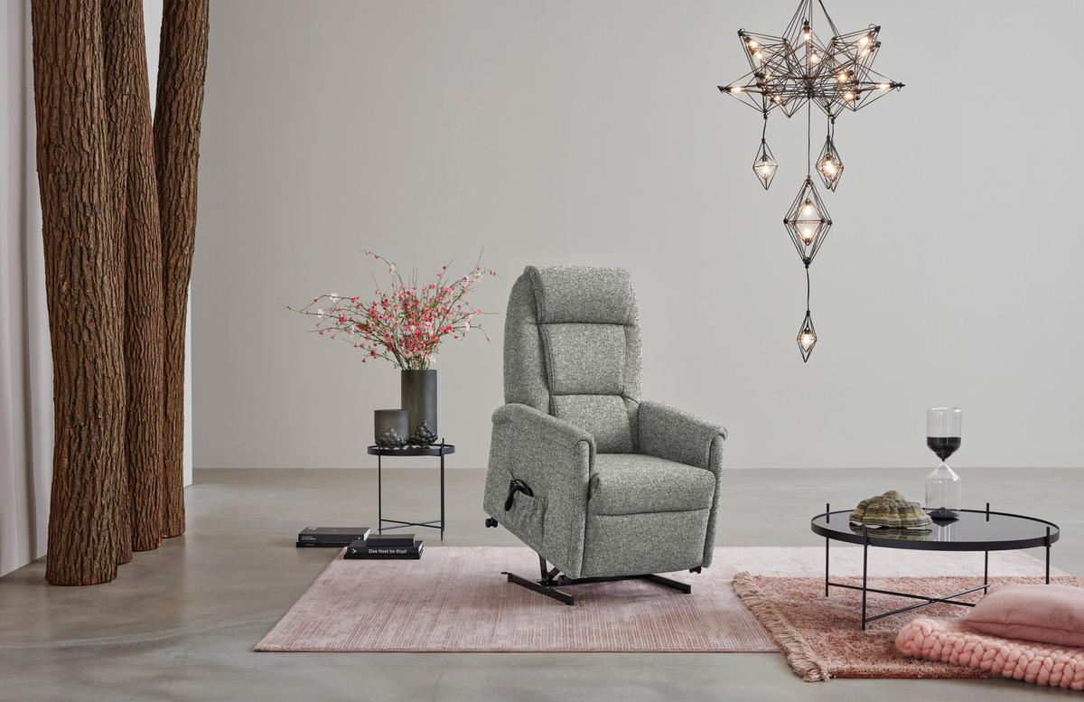 FERNSEHSESSEL in Flachgewebe Hellgrau  - Hellgrau/Schwarz, KONVENTIONELL, Kunststoff/Textil (69/105/82cm) - Himolla