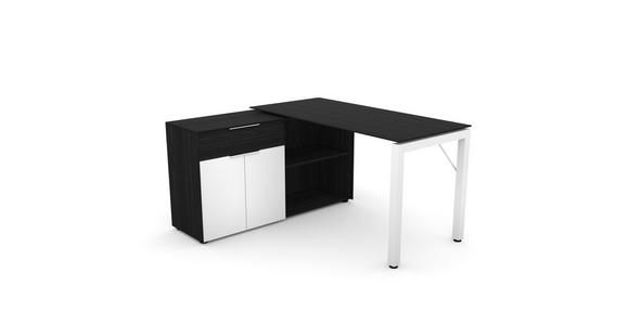 ECKSCHREIBTISCH - Alufarben/Schwarz, KONVENTIONELL, Holzwerkstoff/Metall (140/75/130cm) - Voleo