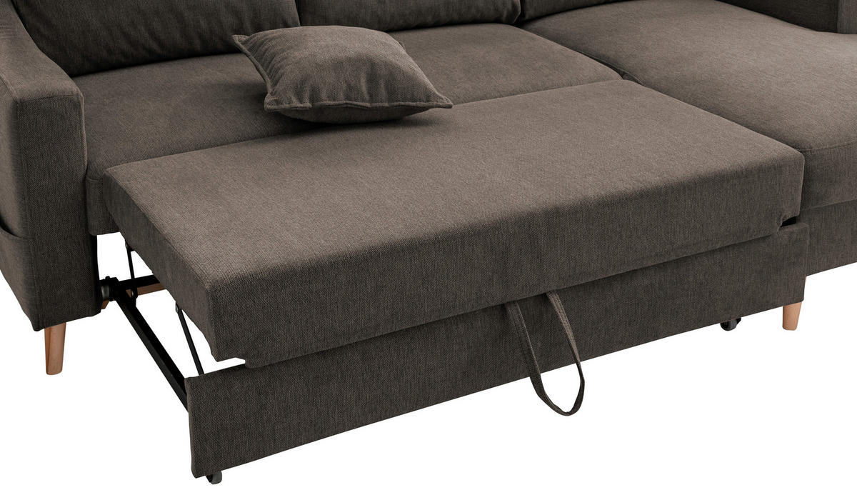 ECKSOFA in Struktur Braun  - Naturfarben/Braun, Konventionell, Holz/Textil (228/150cm) - P & B