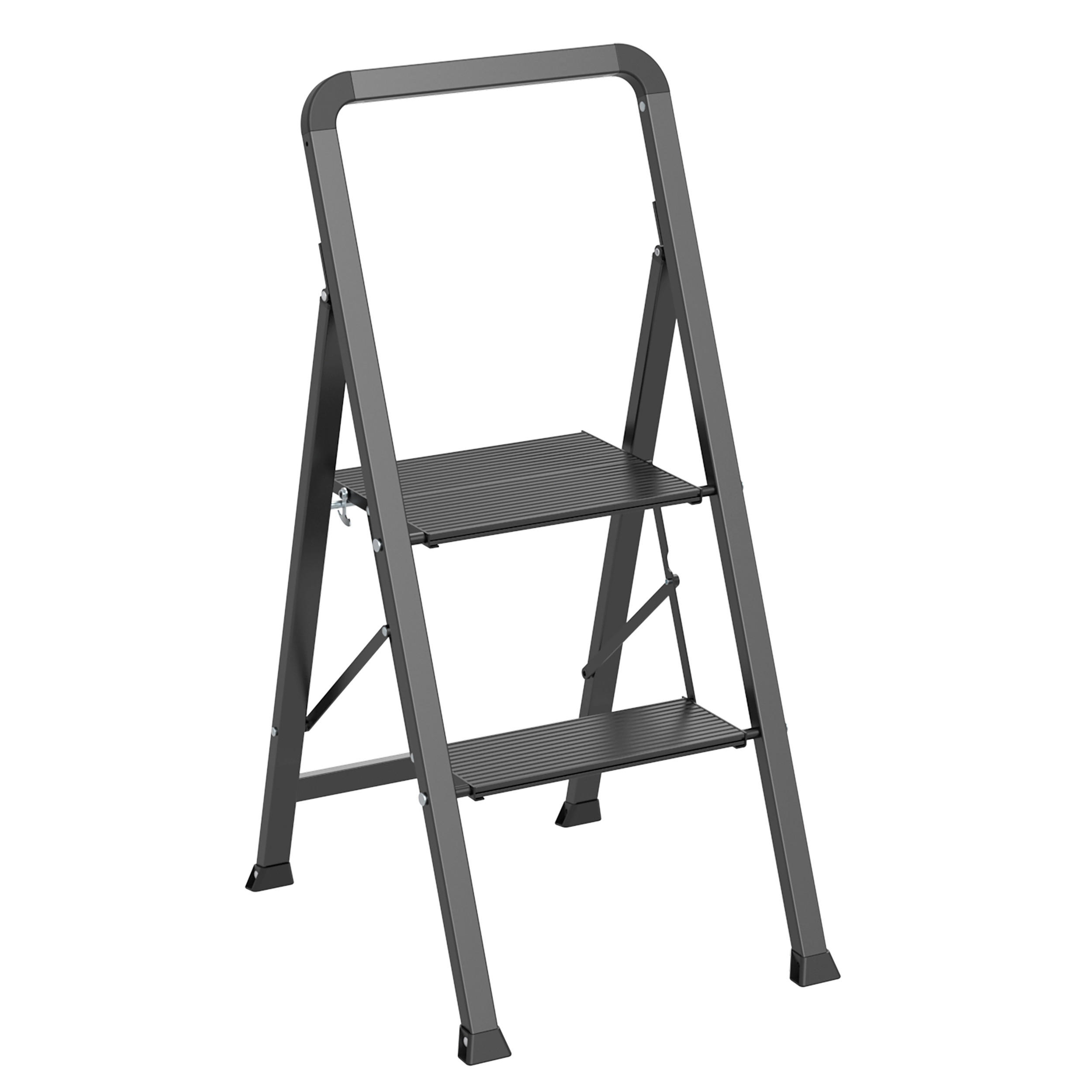 KLAPPTRITTLEITER - Schwarz, Basics, Metall (47.5/85/42.5cm) - Spirella