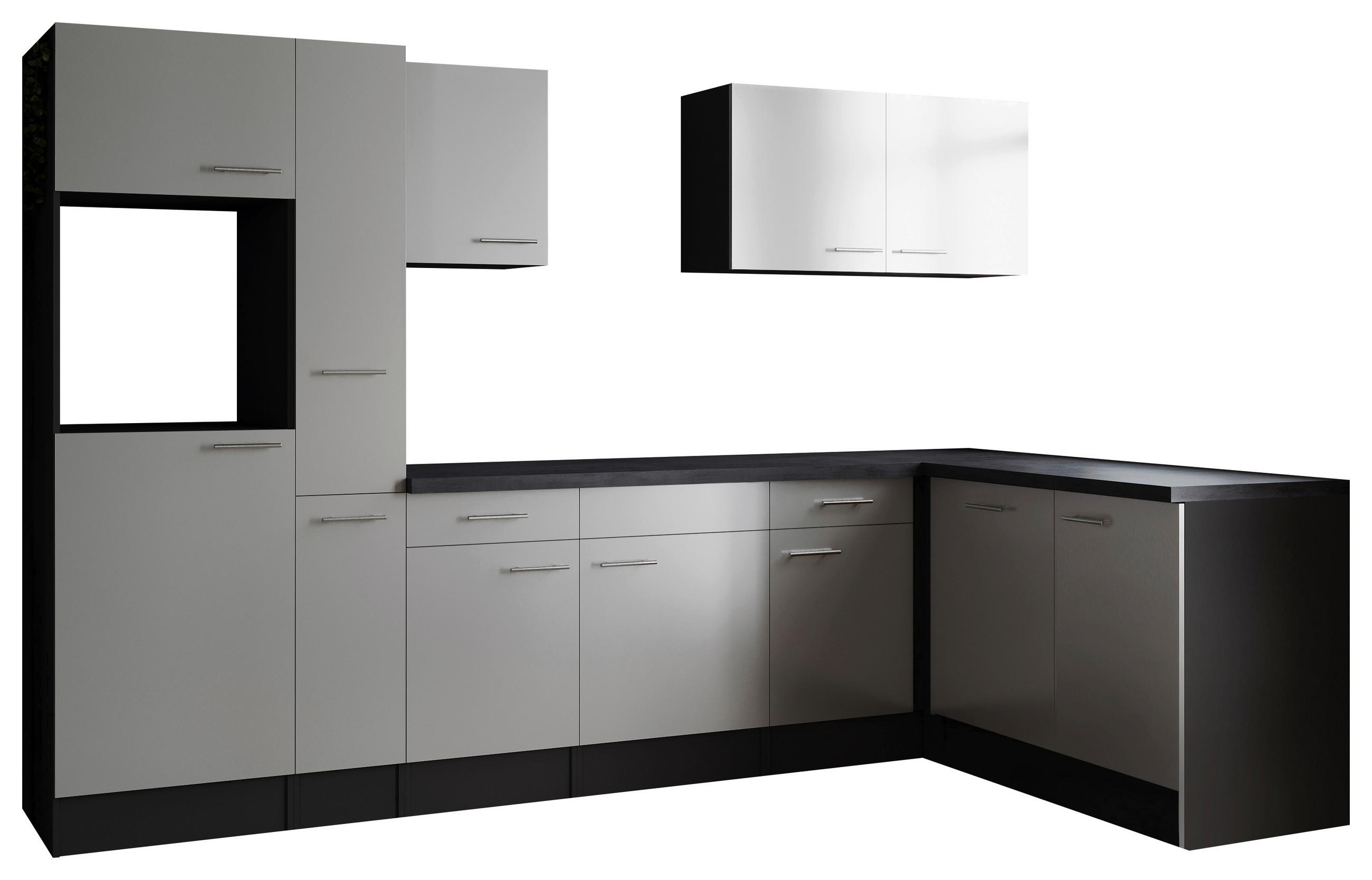 ECKKÜCHE 310/172 cm  in Grau, Weiß  - Silberfarben/Weiß, Design, Holzwerkstoff/Metall (310/172cm) - Respekta