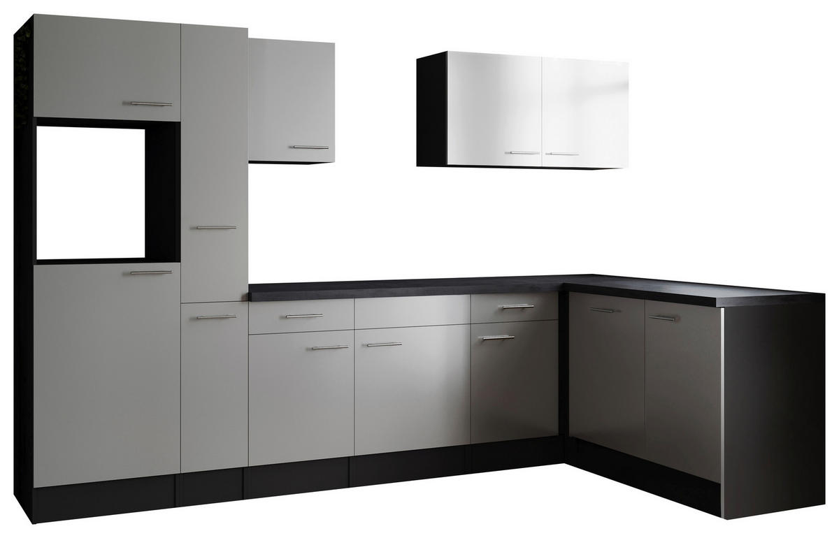 ECKKÜCHE 310/172 cm  in Grau, Weiß  - Silberfarben/Weiß, Design, Holzwerkstoff/Metall (310/172cm) - Respekta