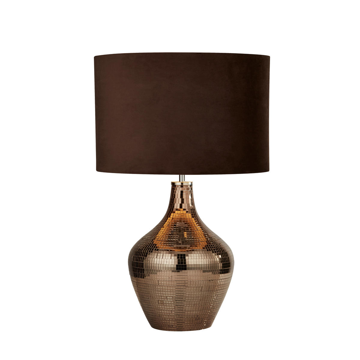 TISCHLEUCHTE Mosaic 30/54 cm   - Chromfarben/Braun, Design, Leder/Glas (30/54cm) - Searchlight