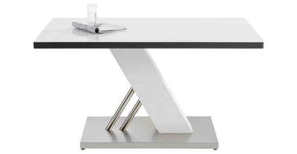 ESSTISCH in Metall, Glas, Holzwerkstoff 140/80/76 cm - Edelstahlfarben/Weiß Hochglanz, Design, Glas/Holzwerkstoff (140/80/76cm) - Carryhome