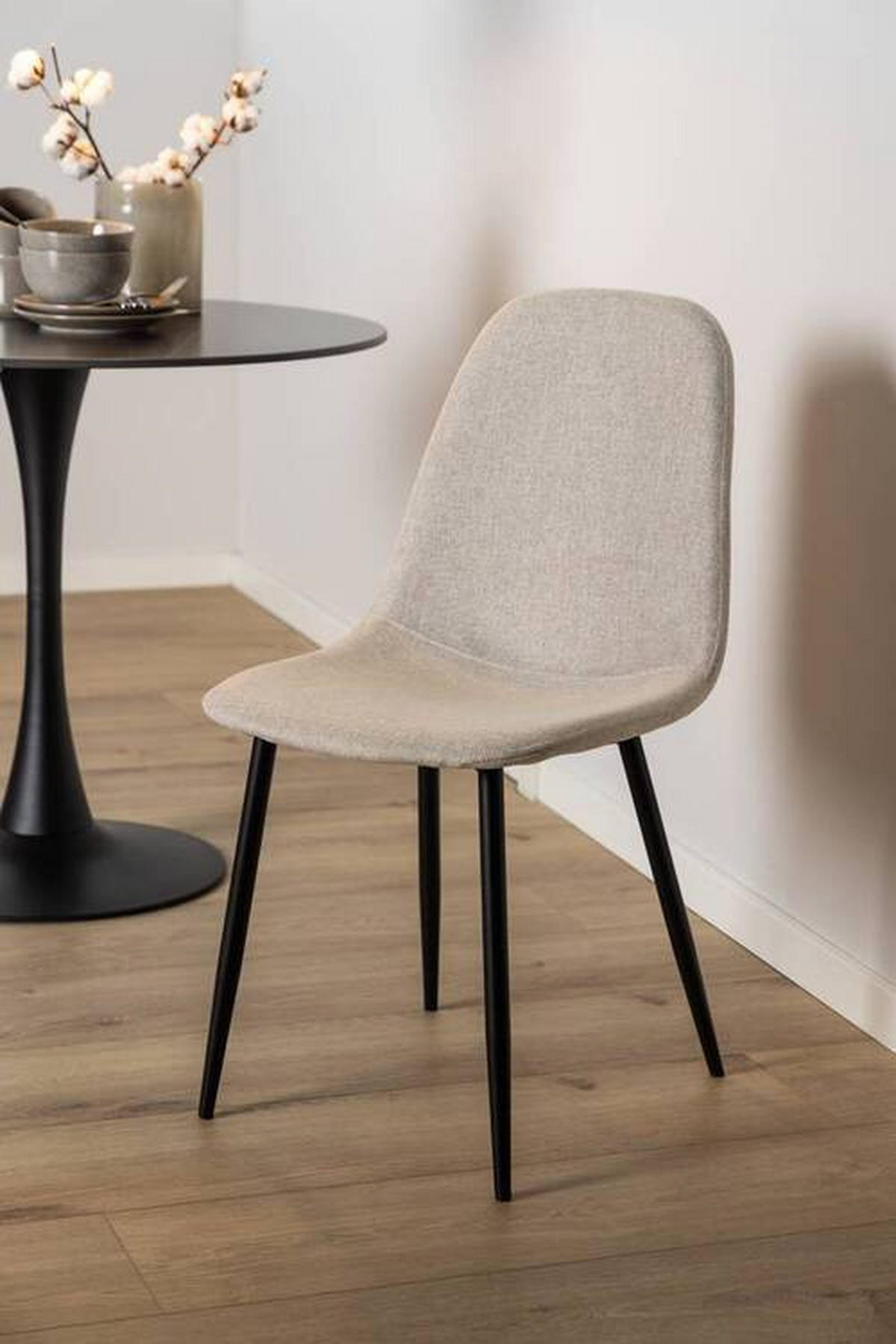 STUHL Webstoff Beige, Schwarz  - Beige/Schwarz, Trend, Textil/Metall (44/86/54cm)
