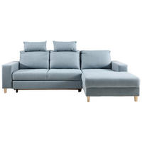 ECKSOFA Hellblau Webstoff  - Buchefarben/Hellblau, Design, Holz/Textil (260/160cm) - Ti'me