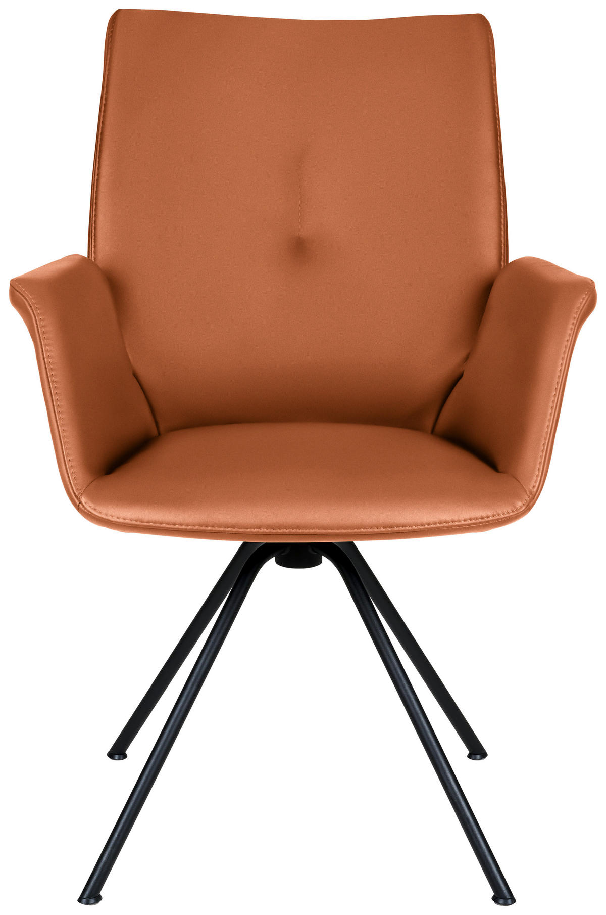 ARMLEHNSTUHL  in Stahl Echtleder pigmentiert  - Cognac/Schwarz, Design, Leder/Metall (65/91/63cm) - Dieter Knoll