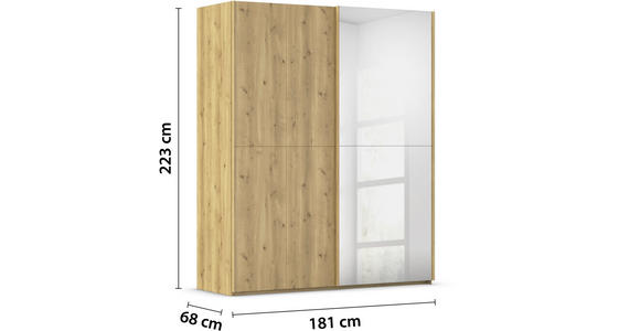 SCHWEBETÜRENSCHRANK 180/223/68 cm 2-türig Eichefarben  - Eichefarben, Design, Holz/Holzwerkstoff (180/223/68cm) - Novel