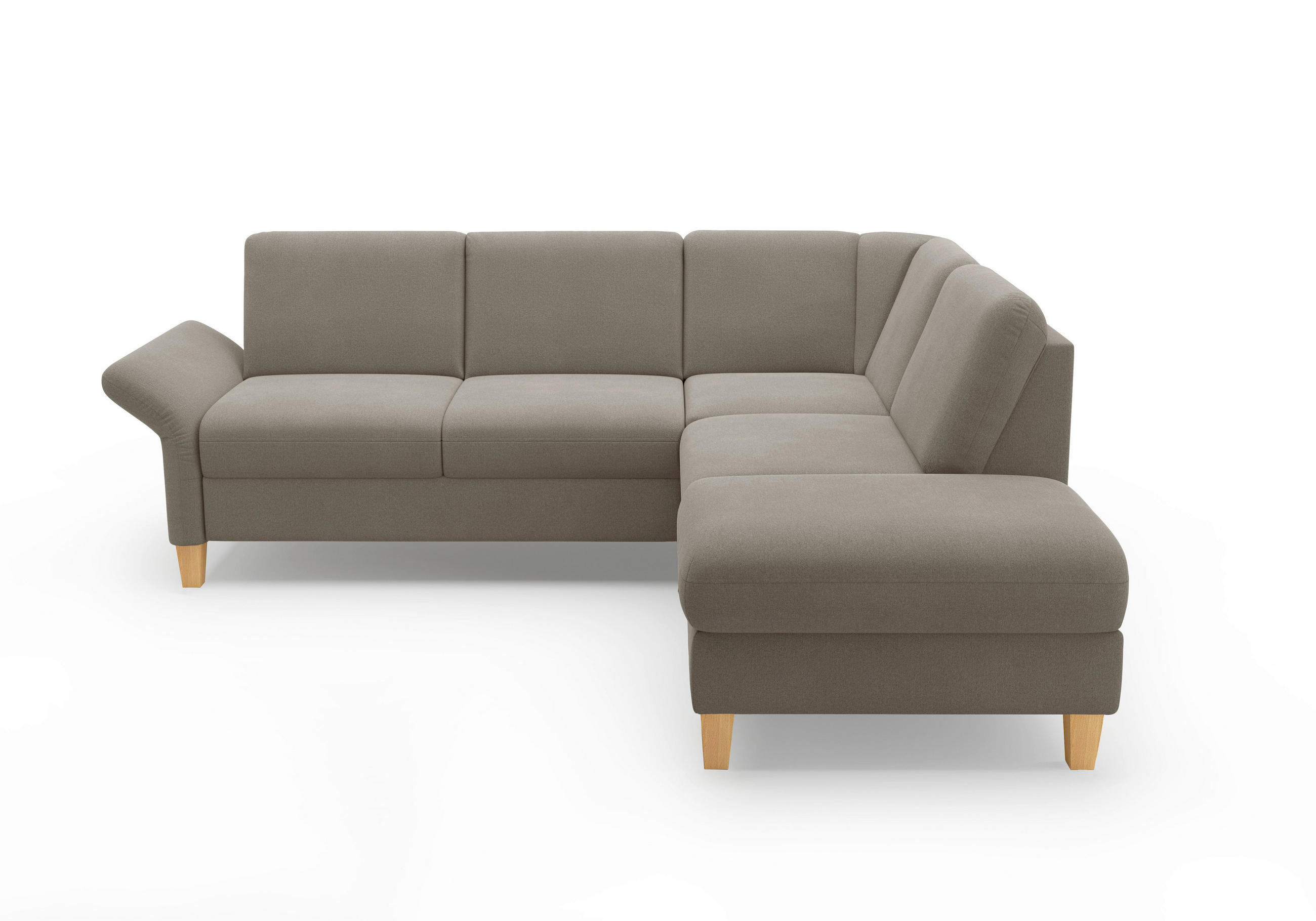 ECKSOFA ROCHELLE E Schlammfarben Flachgewebe  - Schlammfarben/Eichefarben, KONVENTIONELL, Holz/Textil (240/216cm) - Sit & More
