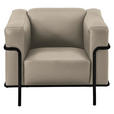 SESSEL in Echtleder Beige  - Beige/Schwarz, Design, Leder/Metall (91/67/96cm) - Johann Jakob